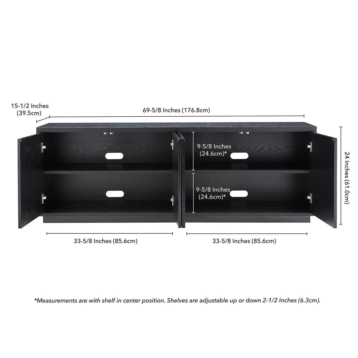 Evelyn&Zoe Hanson Rectangular TV Stand for TV's up to 75", Black Grain