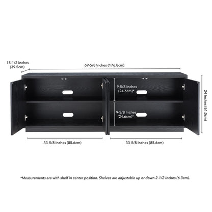 Evelyn&Zoe Hanson Rectangular TV Stand for TV's up to 75", Black Grain