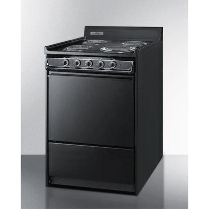 24" wide electric coil range in black