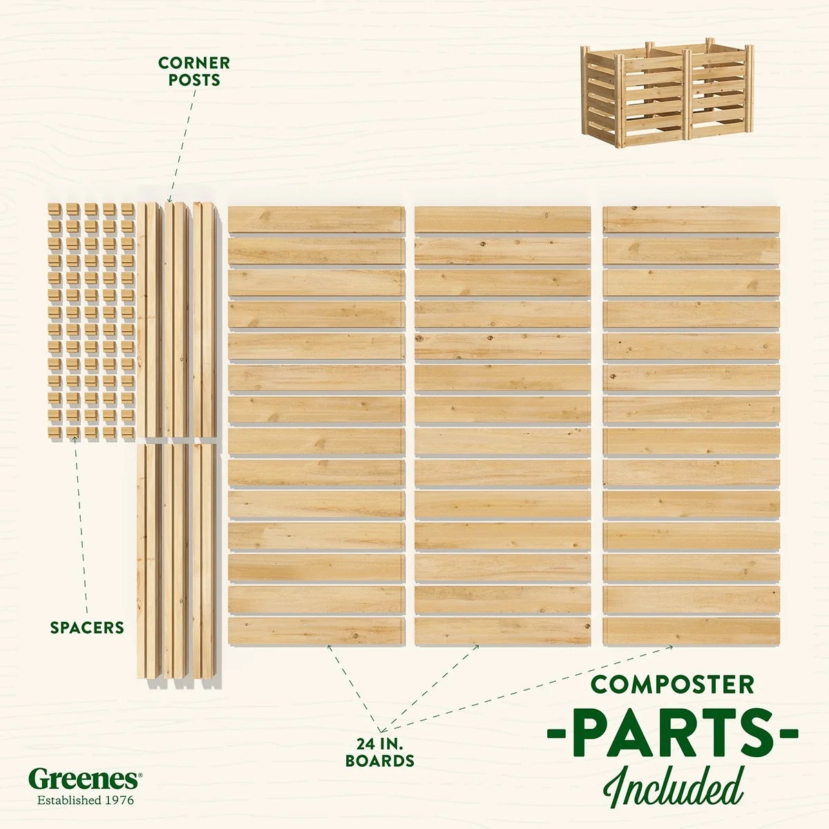 Greenes Fence Cedar Wood Composter 24" x 24" x 31", 77.3 gal.