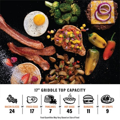 Blackstone E-Series 17" Electric Tabletop Griddle with Hood, Black