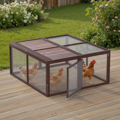 Portable Chicken Coop Run Rabbit Hutch Outdoor Small Animal Cage House Wooden Poultry Enclosure for Bunny, Duck, Chick, Quail, No Assembly Required
