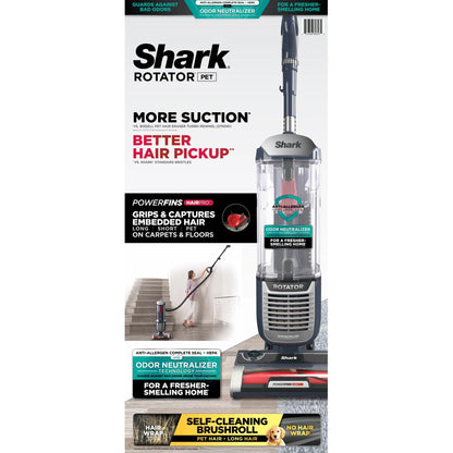 Shark Upright Vacuum, Rotator Pet, Pet Friendly, Bagless, PowerFins HairPro Brushroll, HEPA Filter, Odor Neutralizer, Hard Floor and Carpet, Swivel Steering, ZU100, Chimera