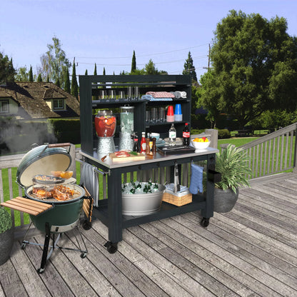 GDLF Outdoor Kitchen Island Prep Station Large Potting Bench with Stainless Steel Top