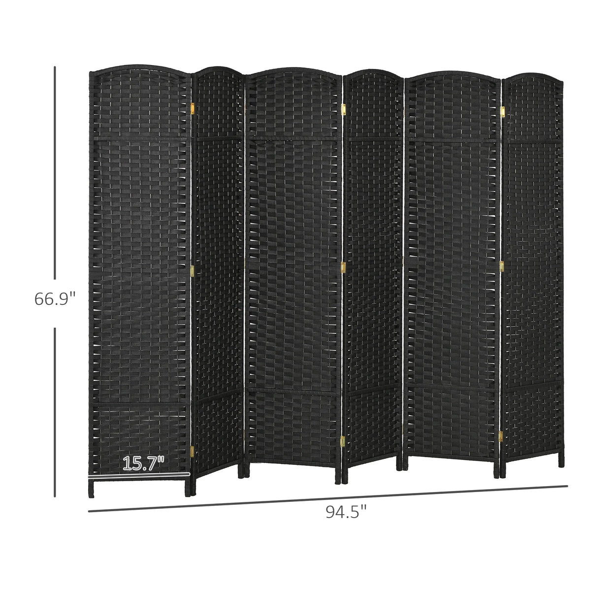 HOMCOM 4 Panel Room Divider Freestanding Folding Privacy Screen Nature Wood