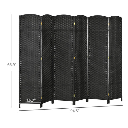 HOMCOM 4 Panel Room Divider Freestanding Folding Privacy Screen Nature Wood