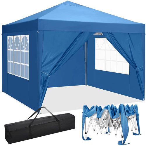 SANOPY 10x10 FT Pop Up Canopy Tent Anti-UV Waterproof Outdoor Instant Party Wedding Backyard Canopy Tent Shade Shelter for Beach Party Commercial Booth Gazebo, Blue