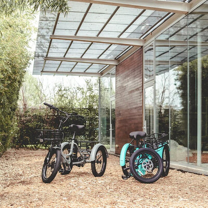 ABORON 3.0 Fat Tire Electric Trike for Senior Foldable E-Bike, 500W Motorized Tricycle Adult 20" Folding 3 Wheel Electric Commute Bike Trike w/48V Battery and Storage Baskets,