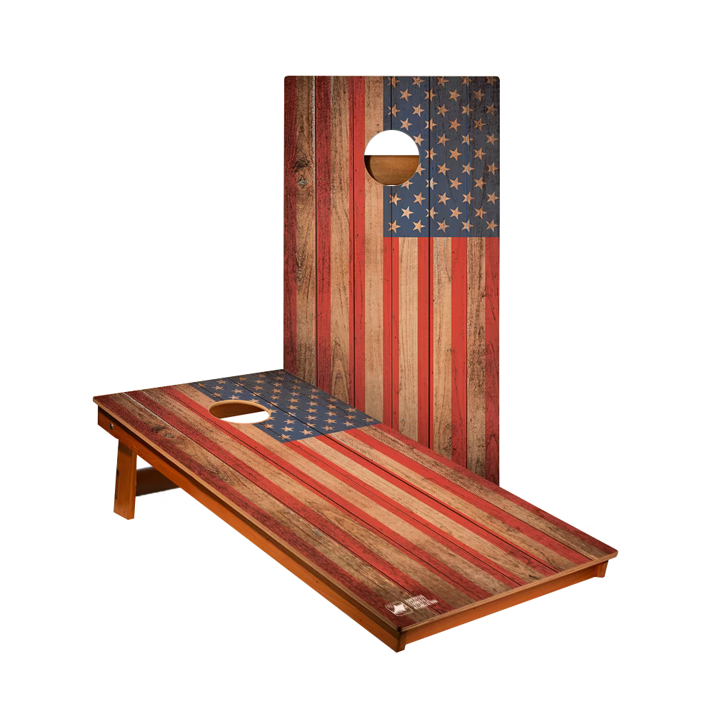 2x4 American Cornhole Association Backyard 2400 Distressed Wood Flag Recreational Cornhole Boards