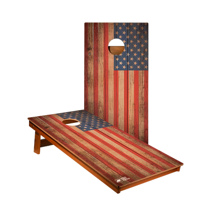 2x4 American Cornhole Association Backyard 2400 Distressed Wood Flag Recreational Cornhole Boards