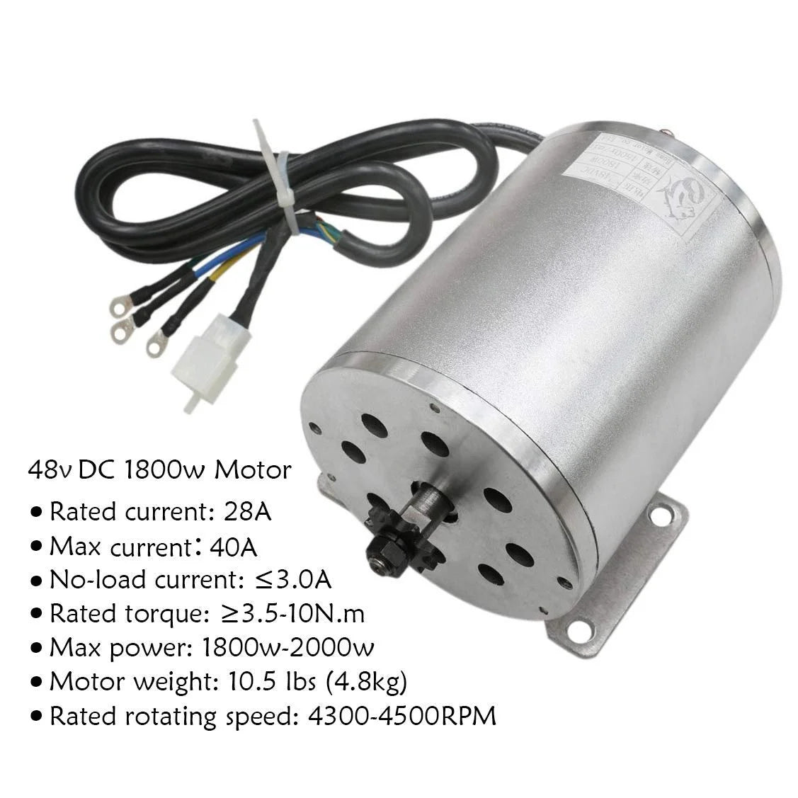 Full Set of 48V 1800W Brushless Electric Motor Controller Throttle Grip Pedal Wiring Harness Ignition Key 4 x12V Battery for Go Kart Scooter E Bike Motorized Bicycle ATV Moped Mini