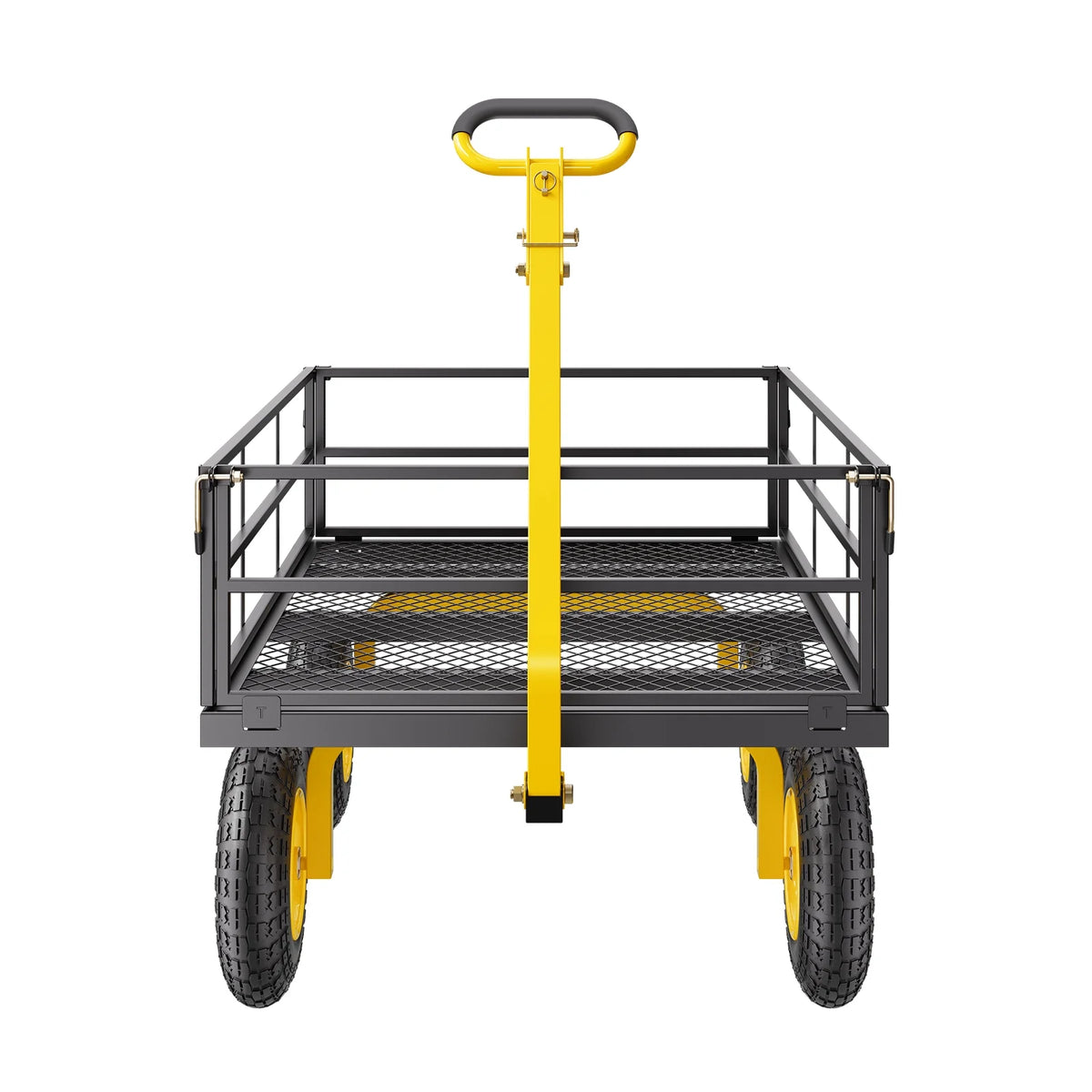 KFFKFF Mesh Steel Garden Cart 1200 Lbs, 43.3 x 29.5 " Heavy Duty Utility Wagon Cart, Pullable Metal Garden Trolley with 13' All Terrain Tires, Removable Mesh Sides, 180��Swiveling Handle (Green)