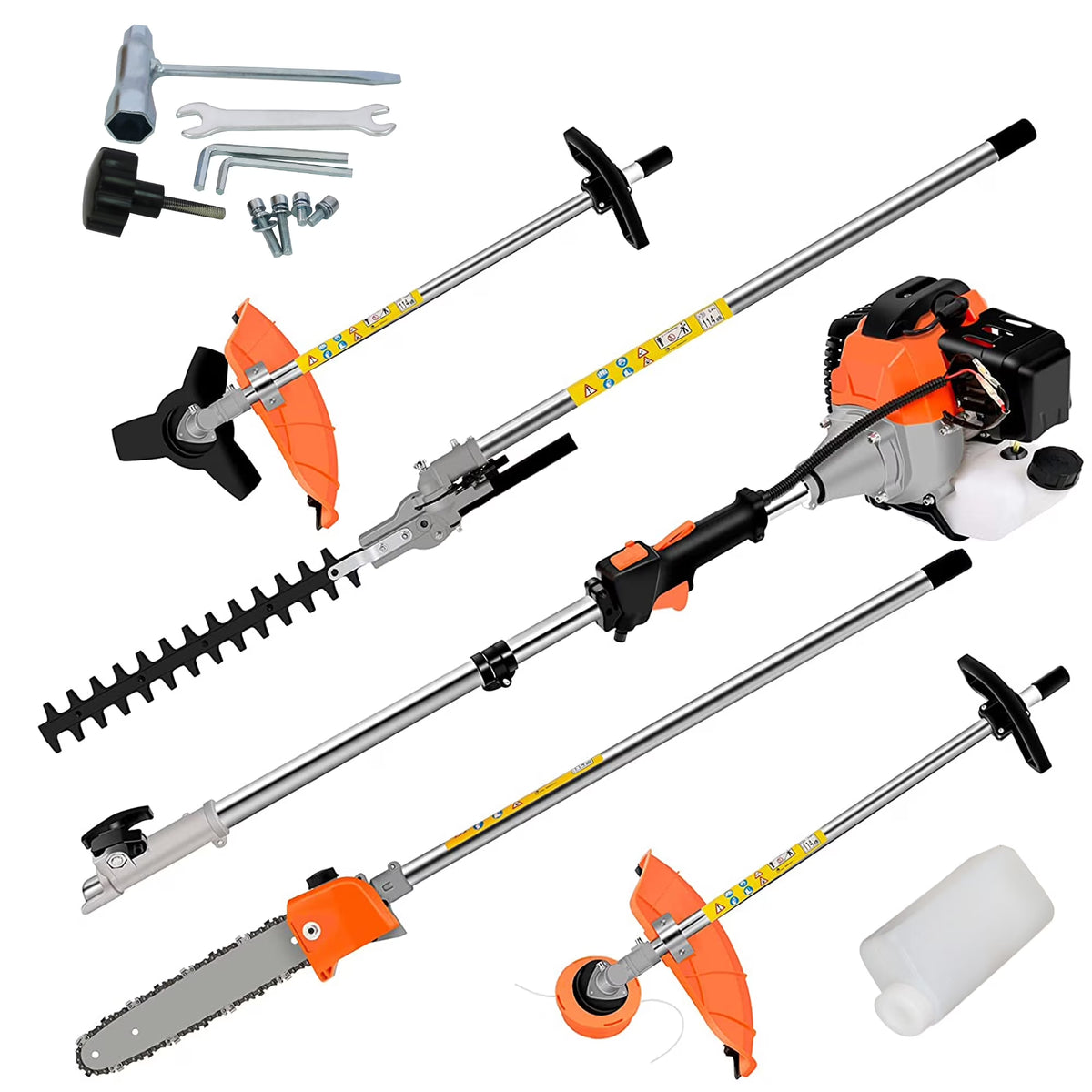SYNGAR 10-in-1 Grass Trimmer Weed Eater Combos, 52CC 2-Cycle Full Crank Shaft Gas Powered Weed Eater with Gas Pole Saw, Hedge Trimmer and Brush Cutter, Grass Trimming Tool for Garden, Lawn Care