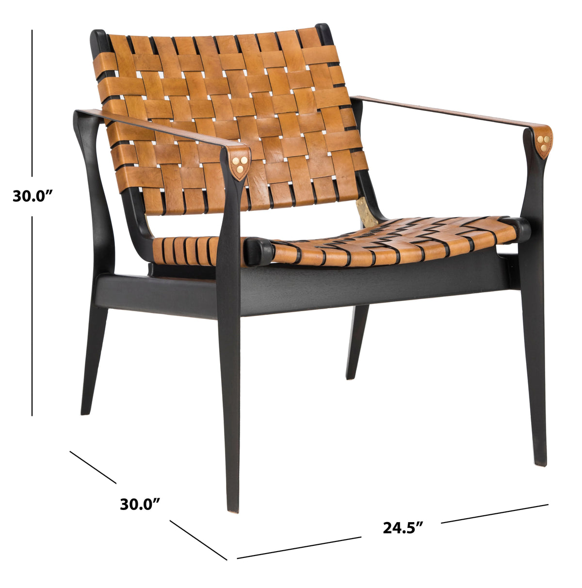 SAFAVIEH Couture Dilan Modern Leather Solid Safari Chair, Brown/Light Brown