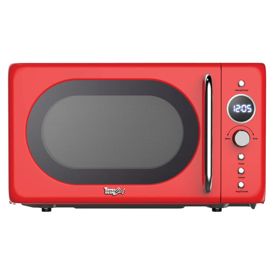 Total Chef Retro Microwave Oven, 0.7 Cu Ft, 8 Pre-Sets, 700W, Red