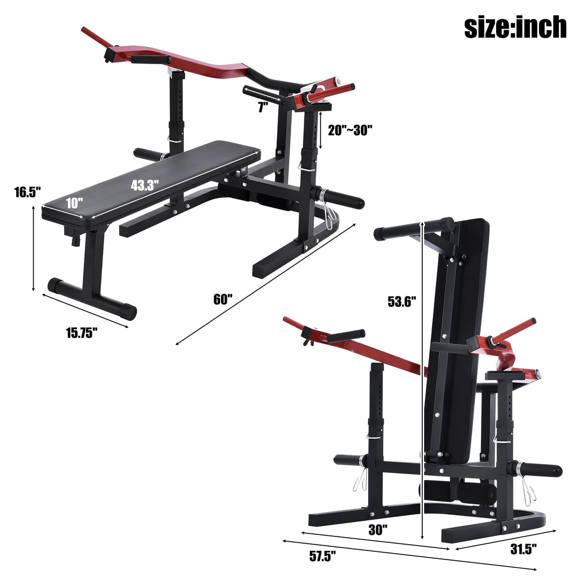 Euroco Weight Bench Press Machine Adjustable Flat Incline Bench for Chest & Arm Ab Workout, Home Gym Equipment