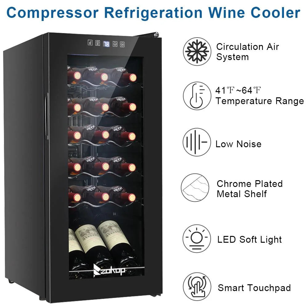 Ktaxon 18 Bottle Compressor Wine Cooler Freestanding Wine Fridge, Fast Cooling, Low Noise