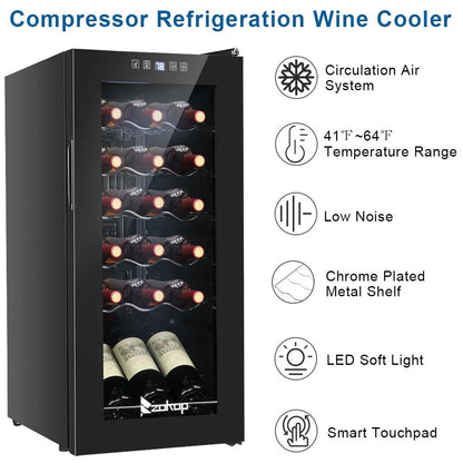 Ktaxon 18 Bottle Compressor Wine Cooler Freestanding Wine Fridge, Fast Cooling, Low Noise