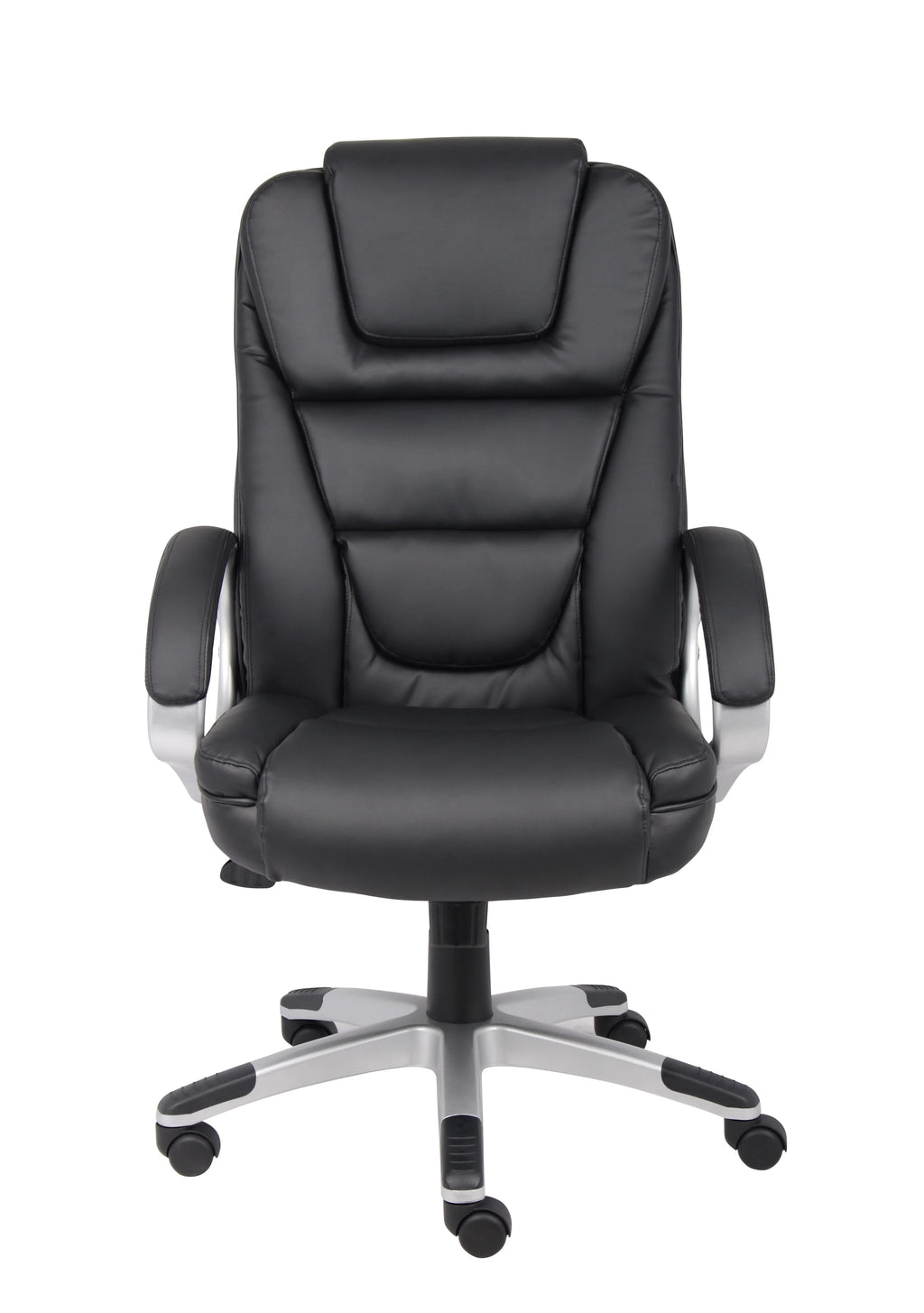 Boss Office Products LeatherPlus Executive Chair with Casters, Black