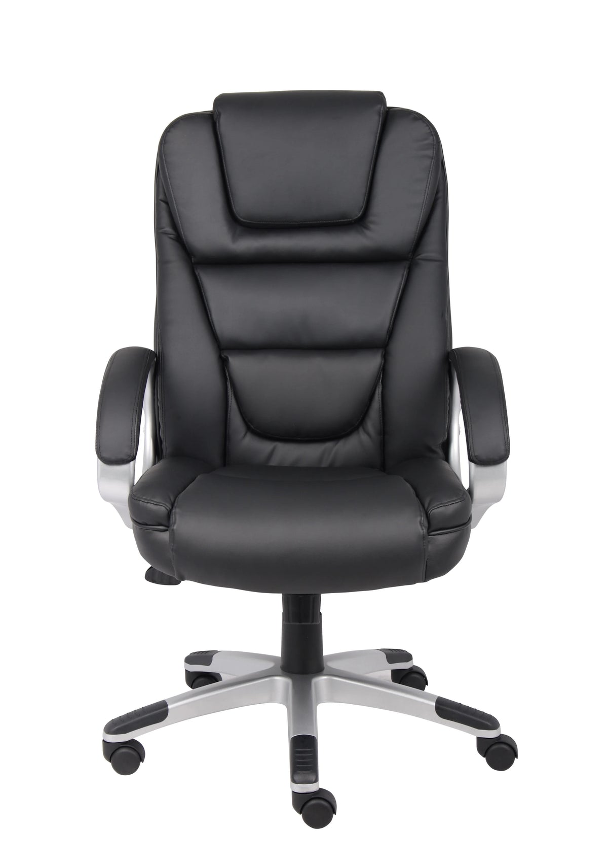 Boss Office Products LeatherPlus Executive Chair with Casters, Black