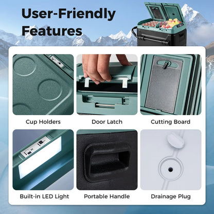Spaco Dual Zone 12V Car Refrigerator for Vehicles Camping Travel Truck RV Boat Outdoor and Home Use-Green, Quart Portable Freezer Electric Cooler Car Refrigerator