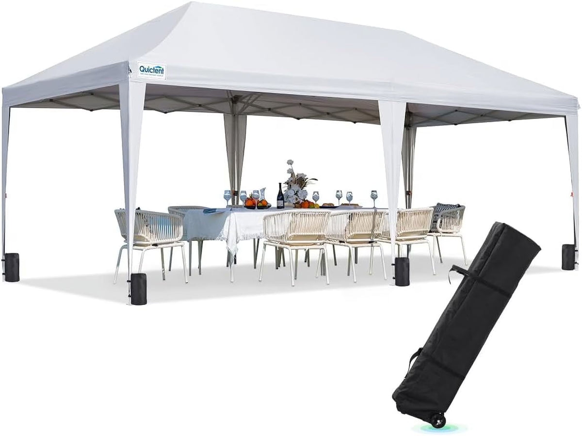 Quictent 10x20ft Easy Pop up Canopy Tent Instant Outdoor Canopy Shelter Folding Party Tent, White