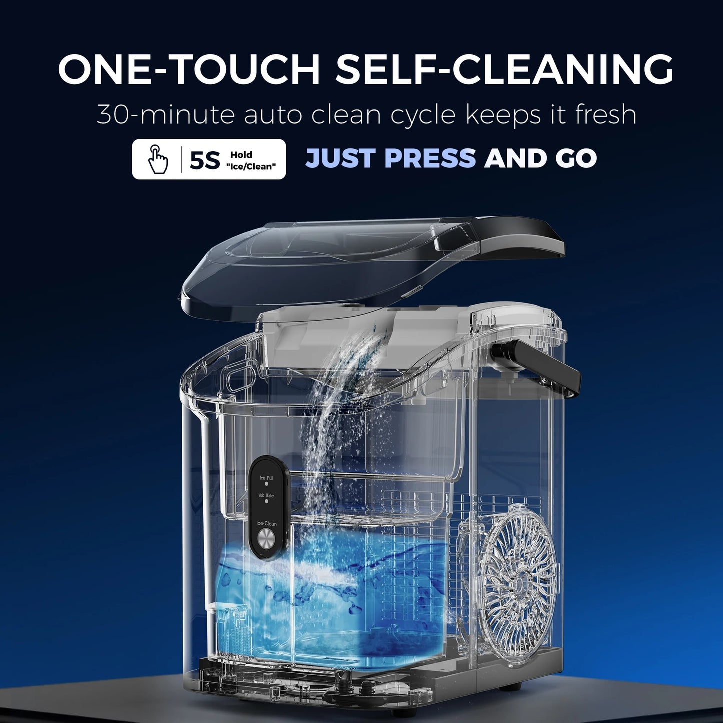 Simzlife Nugget Ice Maker Countertop, 34.9lbs per Day Chewable Pebble Nugget Ice Machine with Touch Screen for Home, Kitchen, Office, Stainless Steel, Black