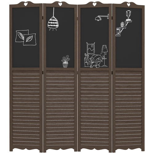 HOMCOM 5.5' 4 Panel Room Divider, Indoor Privacy Screens for Home, Brown