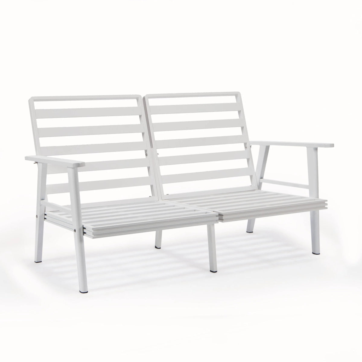 LeisureMod Walbrooke Modern Aluminum 5-Piece Patio Conversation Set with Outdoor Square Fire Pit Table with Slats Design & Side Table Tank Holder (Green)