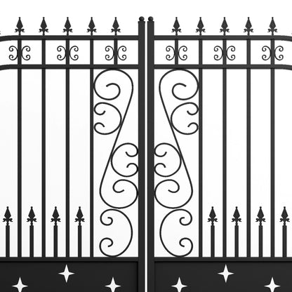 Outdoor Dual Swing Wrought Iron Gate for Driveway, Security Gate, Outdoor Fence Gate, Vienna Style for Yard, Backyard Patio�� 20'Star��
