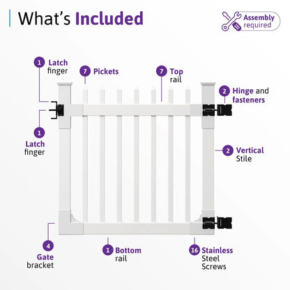 4ft H x 6ft W (1 Panel + 1 Post) No Dig WamBam Nantucket Fence Kit, White Vinyl Picket Fence Panel, Easy DIY Installation Fence Panel Kit, Durable Outdoor Fence for Yard or Garden, BL19101