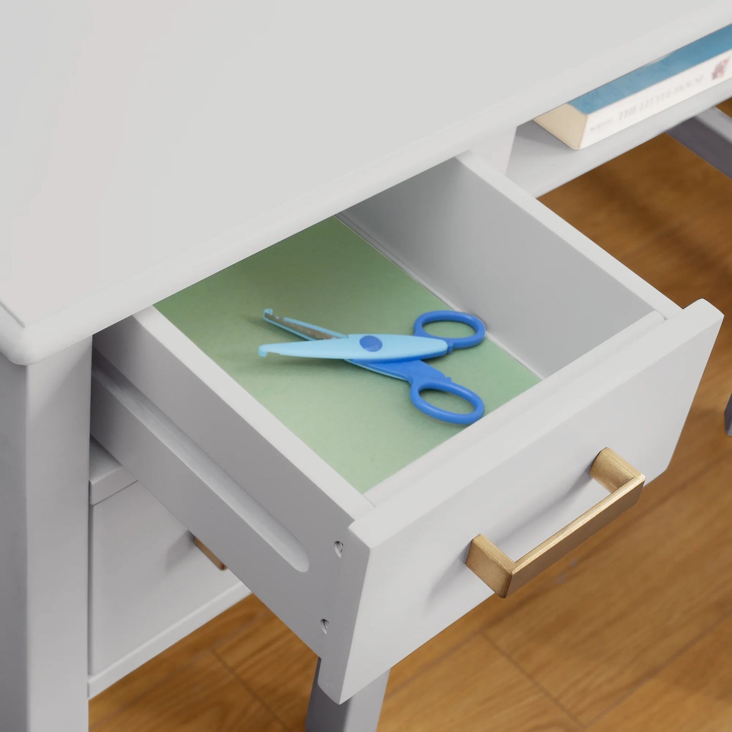 Guidecraft Taiga Kids Desk and Chair Set with Hutch - Navy: Kids Wooden Computer Desk with Storage Drawers and Shelves | Kids Study Table for Bedroom