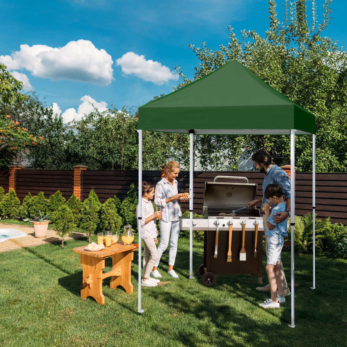 EAGLE PEAK 5x5 Pop Up Canopy Tent Instant Outdoor Canopy Easy Set-up Straight Leg Folding Shelter（Blue）