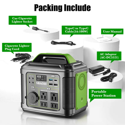 iFanze 300W Portable Power Station, 296Wh 80000mAh Outdoor Solar Generator Quick Charge 110V AC Outlets DC Ports for Home Backup, Outdoor RV Camping, Emergency Lithium Battery, Power Outages,Black