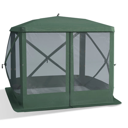 Outsunny Pop Up Camping Canopy Gazebo Screen Shelter Tent with Single Person Easy Set-Up, Ventilating Mesh, Portable Carry Bag for Outdoor Camping Party Event, 7x7FT, Green