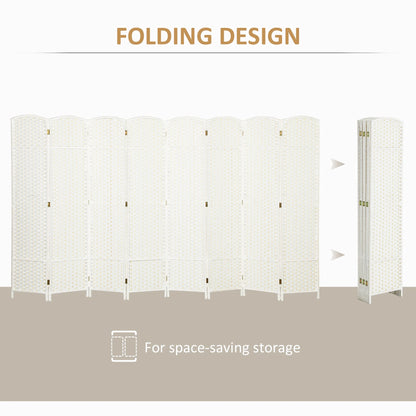 HOMCOM Room Divider, 8 Panel Folding Privacy Screen, 5.6' Tall Freestanding Partition for Home Office, Bedroom, White