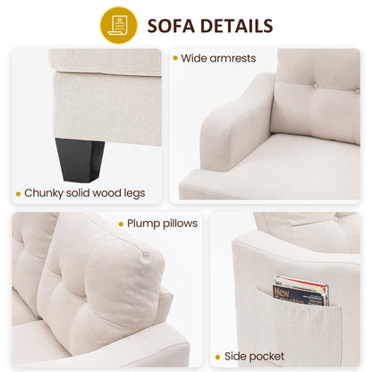 Royalcraft Swivel Nursery Glider Recliner, Comfy Upholstered Glider Chair with Lumbar Pillow and Footrest, Beige