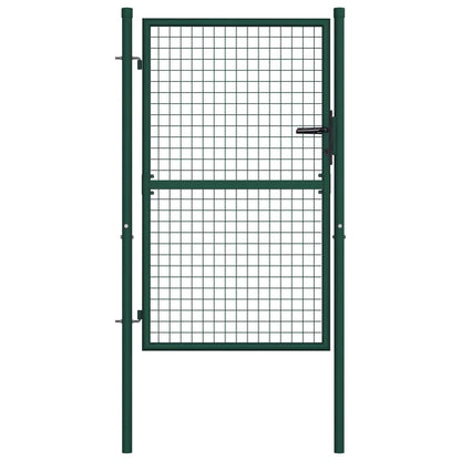 vidaXL Fence Gate Metal Fence Post Garden Gate for Outdoor Patio Steel Green