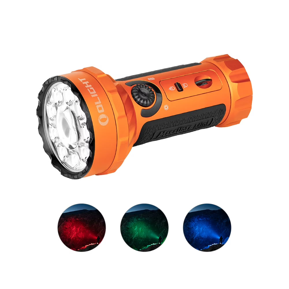 OLIGHT Marauder Mini 7,000 Lumens Bright Flashlight with 600 Meters Beam Distance, Powerful RGB Lights, Magnetic Rechargeable for Outdoors Work, Hunting, and Searching(Black)