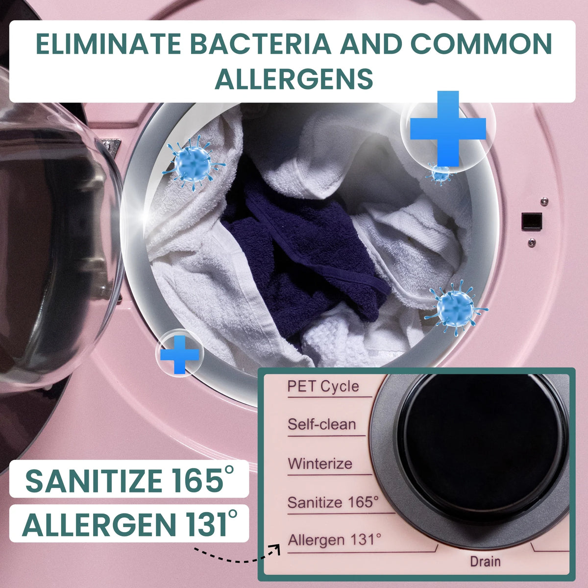 Equator All-in-One Washer Dryer VENTLESS/VENTED PET cycle 1.62cf/15lbs 110V in Pink
