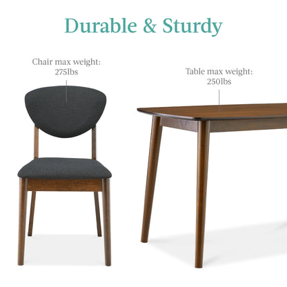 Best Choice Products 5-Piece Compact Wooden Mid-Century Modern Dining Set w/ 4 Chairs, Padded Seat & Back - Walnut/Cream