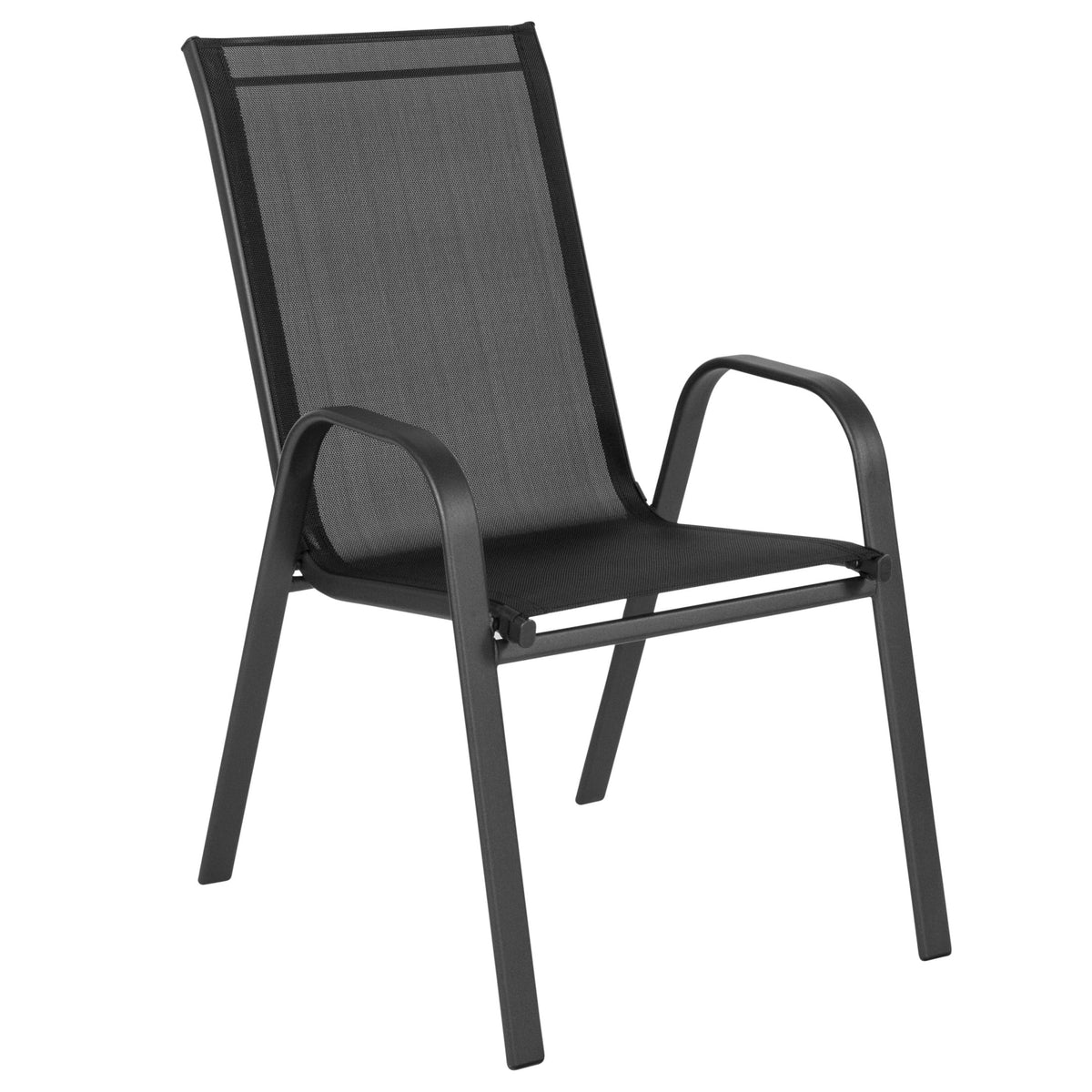 Flash Furniture Flash Furniture Brazos Series Outdoor Stackable Patio Chairs for Adults, Set of 4, Black