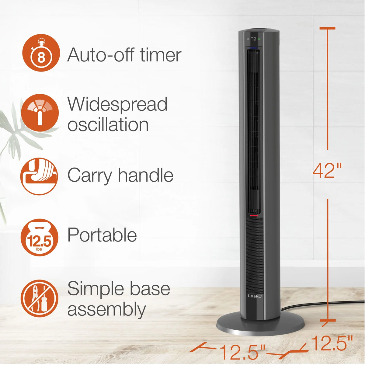 Lasko 42" 1500W All Season Tower Fan & Space Heater with Timer and Remote, White, FH500
