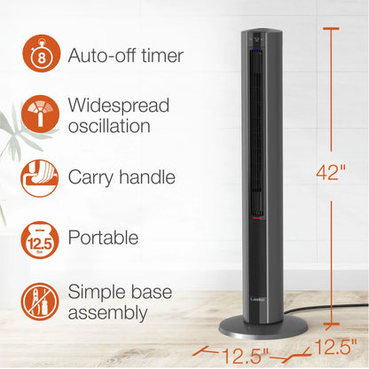 Lasko 42" 1500W All Season Tower Fan & Space Heater with Timer and Remote, White, FH500