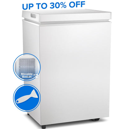Auseo Mini Freezer Chest 3.5 cu ft,  Black Deep Freezer & Side Handle, Compact Freezer with 7 Gear Adjustable Temperature, Removable Storage Basket*2, Energy Saving