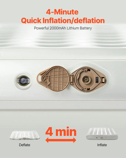 Queen Air Mattress with Frame & Built-in Pump – 2-Person Blow Up Camping Mattress Supports 600lbs – Elevated Inflatable Bed for Guests, Travel & Home Use – Quick Inflation/Deflation