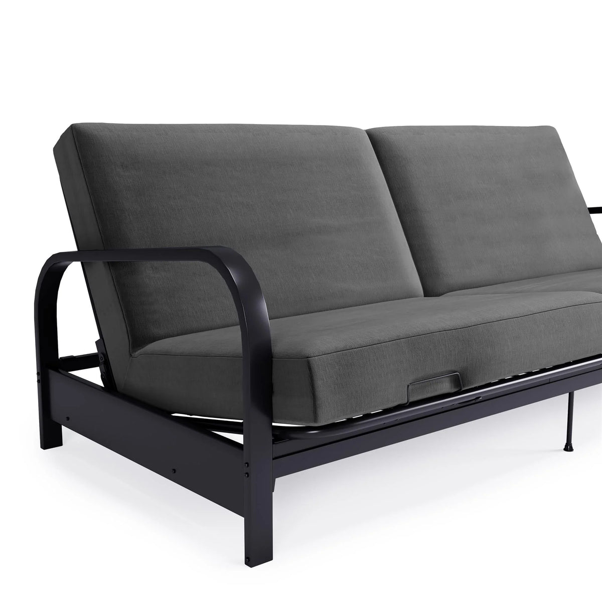 DHP College Metal Arm Futon, Black Frame with Gray Mattress
