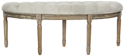 SAFAVIEH Abilene Tufted Rustic Semi Circle Bench, Beige/Rustic Oak