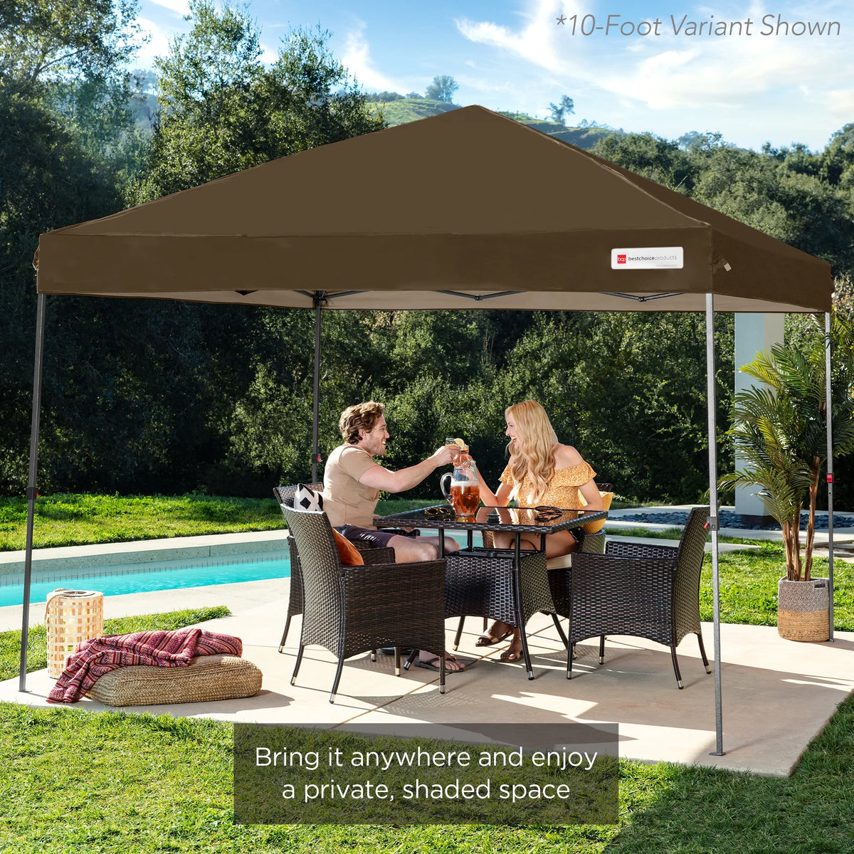 Best Choice Products 12x12ft Easy Setup Pop Up Canopy w/ 1-Button Setup, Wheeled Case, 4 Weight Bags - Navy Blue