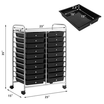 Gymax Office Rolling Cart 20 Storage Drawers Scrapbook Paper Studio Organizer Mutlicolor